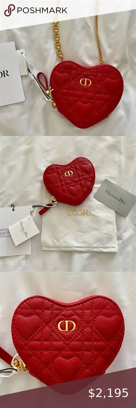 dior caro red|Dior caro pouch with chain.